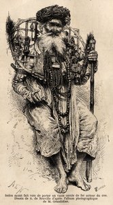 Hindu jurou usar um grande círculo de ferro à volta do pescoço. Gravura para ilustrar a viagem nas províncias meridionais da Índia, de Alfred Grandidier, em 1862-1864, publicada em "le tour du monde", sob a direção de D