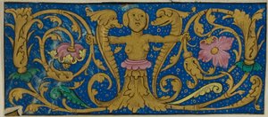 Bordo iluminado com grotescos e flora de um manuscrito de Unknown artist