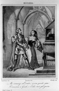Ilustração para a Cena 2 do Acto II de "Ricciarda" do poeta e dramaturgo italiano Ugo Foscolo (1778-1827) Século XIX de Unknown artist