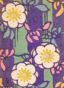 Ilustração de Flores em fundo de lavanda e verde de Unknown artist