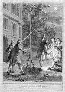 Ilustração da fábula "Un animal dans la lune" de Jean de la Fontaine de Unknown artist