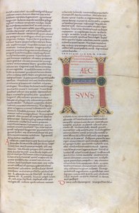 Incipit do Livro do Deuteronómio, Capulettera com a inscrição Haec sun, século XI (miniatura, manuscrito membranoso) de Unknown artist