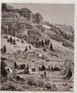 Acampamento indígena na floresta Kaibab, EUA - em "Tour du Monde". de Unknown artist