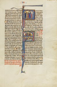 Inicial S: Um advogado de pé diante de um grupo de homens; Initial S: Um advogado com clientes diante de um juiz e um juiz, advogado e clientes no leito de um homem de Unknown artist