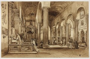 Interior de uma catedral no Sul de Itália de Unknown artist
