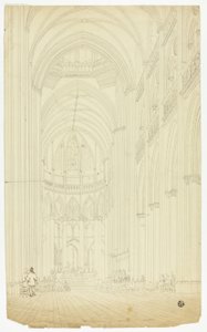 Interior de uma catedral gótica de Unknown artist
