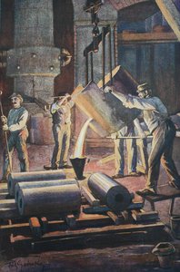 Fundição de ferro, casa de fundição, fundição de moldes do ferro derretido de Unknown artist