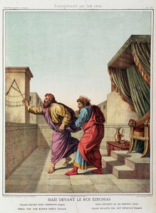 Isaías perante o Rei Ezequias em "História Santa", ed. Hachette de Unknown artist