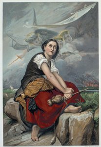Jeanne ouve as suas vozes celestes: o arcanjo São Miguel, Santa Catarina e Santa Margarida ordenou-lhe que fosse a França para ajudar o rei e assegurou-lhe que Deus o ajudará - em "Jeanne d