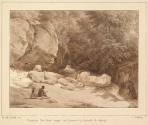 Junção das duas torrentes que formam a Cascata de Grésy de Unknown artist