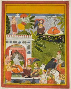 Kama atira uma seta de amor a Shiva, a partir de uma cópia da Canção de Gauri (Gita-Gauri) de Unknown artist