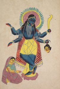 Krishna como Kali adorado por Radha (reto) de Unknown artist