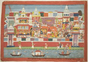 O casamento de Krishna com Kalinda, página de um manuscrito disperso do Bhagavata Purana de Unknown artist