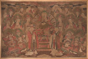 Ksitigarbha Bodhisattva com a assembleia de Unknown artist