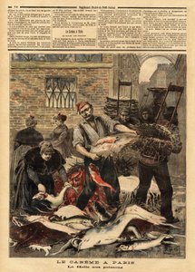 O mercado do peixe de Paris. Gravação no "Le petit journal" 4/03/1893. Coleta por Selva. de Unknown artist