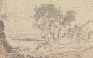 Esboço de paisagem com uma árvore de Unknown artist