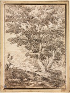 Paisagem com aglomerado de árvores de Unknown artist