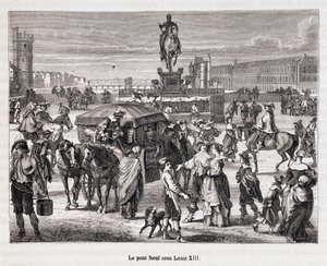 Le Pont Neuf sob Louis XIII - Gravura do século XIX de Unknown artist