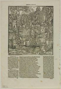 Folha da Ópera de Virgílio (depois do Virgílio de Estrasburgo, 1502), placa 90 de xilogravuras de livros do século XVI de Unknown artist