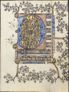 Folha de um livro de horas: inicial D de Unknown artist