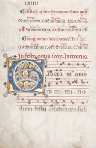 Folha de um Gradual: Inicial (G) com Cristo, a Virgem e os Apóstolos de Unknown artist
