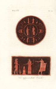 Lysander e Agesilaus II de Esparta (topo) e Hércules em pele de leão com clube em sacrifício com Deíphobus, Rei de Amiclea em Laconia, e sua esposa (fundo) de Unknown artist