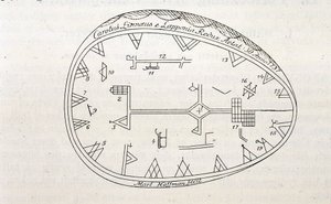 Tambor mágico de xamãs na Lapónia, ilustração de um livro sobre a viagem de Linne de Unknown artist