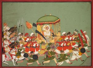 Maharao Chattar Sal (reinou 1758-1764) de Kota em um palanquim de Unknown artist