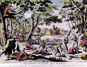 Marauders baleados por camponeses. Estampa do século XVIII Paris, B.N. de Unknown artist