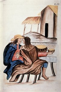 Acordo de casamento entre índios, do livro "Trujillo del Peru" ou "Códice Martínez Compañón", de Baltazar Martinez Compañón y Bujanda, bispo de Trujillo (1782-1785) de Unknown artist