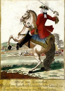 Marechal Loewendahl (1700-1755) na Batalha de Fontenoy, Bélgica de Unknown artist