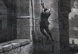 Masers De Latude fugindo da Bastilha - Escape de la Bastille de Jean Henry, dit Danry, dit Masers de Latude (1725-1805) - gravura em "Dictionnaire populaire illustrious" - 1864 - de Joseph Decembre e Edmond Allonier - de Unknown artist