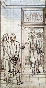 Encontro de Goethe e Jung Stilling em Estrasburgo. Desenho do século XIX. de Unknown artist