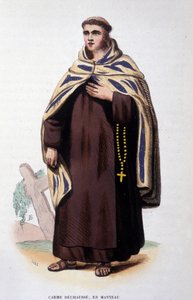 Membro da Ordem do Carmo solto (Ordem de Nossa Senhora do Monte Carmelo). Gravura do século XIX de Unknown artist