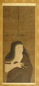 Monju vestido com um manto de erva entrançada (Nawa Monju) de Unknown artist