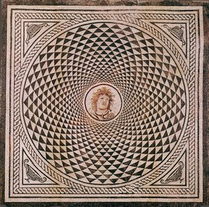 Pavimento em mosaico com cabeça de Medusa de Unknown artist
