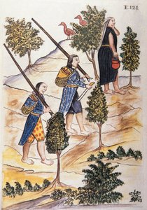 Índios Motilones vão caçar, do livro "Trujillo del Peru" ou "Códice Martínez Compañón", de Baltazar Martínez Compañón y Bujanda, bispo de Trujillo (1782-1785) de Unknown artist