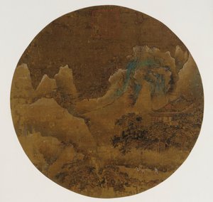 Paisagem montanhosa: penhascos, templo e pinheiros de Unknown artist