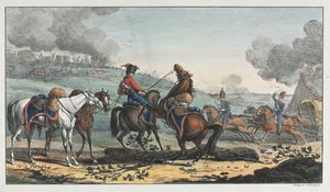 Artilharia Montada conduzindo três cavalos de Unknown artist