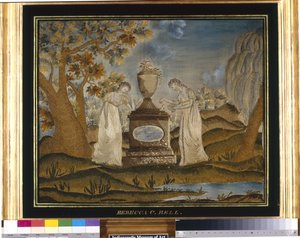 Quadro de luto por agulhas (fios de seda, bordados) de Unknown artist
