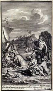 Neptuno, indigno de ver as forças e obras dos gregos, deixa o mar para se transportar para o seu acampamento e para se erguer sob a figura de Calchas que então toma, sua coragem quase totalmente destruída. Ilustração do livro XIII da Ilíada de de Unknown artist
