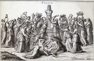 Ofertas feitas por mulheres ao deus Priape (Priapos), o deus asiático da fecondite, que veio para a Grécia. Local de adoração de Lampsaque. de Unknown artist