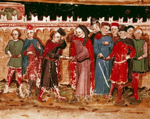 Oficiais da gabelle miniatura do manuscrito (Sra. H V-5) "Codex de Privileges". de Unknown artist