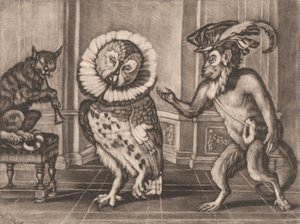 Coruja, Macaco e Gato de Mezzotintoes de Smith, Vol. III de Unknown artist