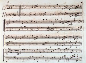 Página da partitura musical de Castor et Pollux, tragédia lírica de Rameau (1737) de Unknown artist