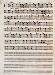 Página de partitura musical de "" Concerti a five, Op. 5 "" de Tomaso Albinoni de Unknown artist