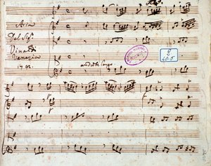 Página da partitura de Estinguere vorrei aria na ópera Griselda de Antonio Vivaldi de Unknown artist