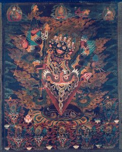 Estandarte pintado (Thangka) com Guru Dragpur, uma forma irada de Padmasambhava de Unknown artist