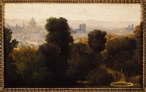 Paris vista das alturas de Belleville; cerca de 1840, atual 19º arrondissement, em 1840 (óleo sobre tela) de Unknown artist