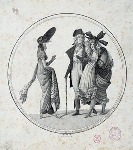 A moda parisiense: "Incrível e maravilhoso" Gravura de 1795 Paris, Musee Carnavalet de Unknown artist